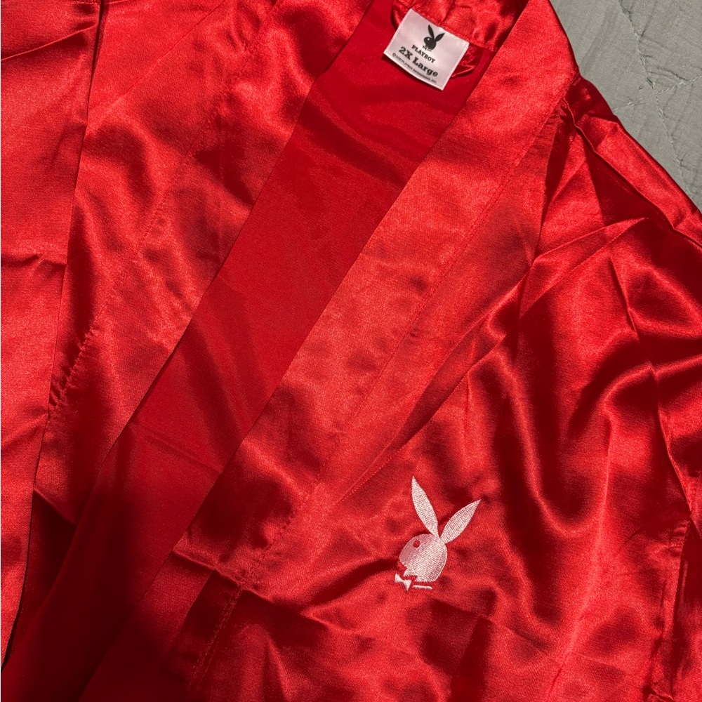 PLAYBOY Red Satin Robe